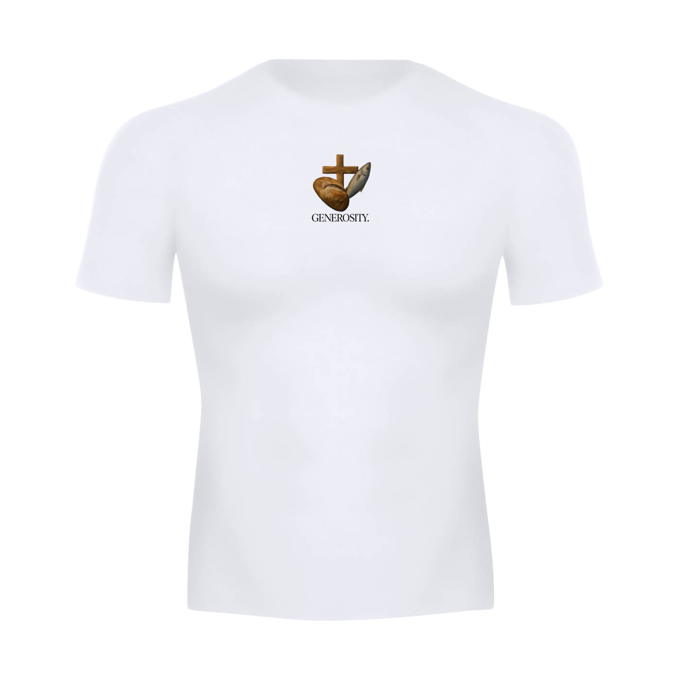 GENEROSITY Short Sleeve White Compression Shirt
