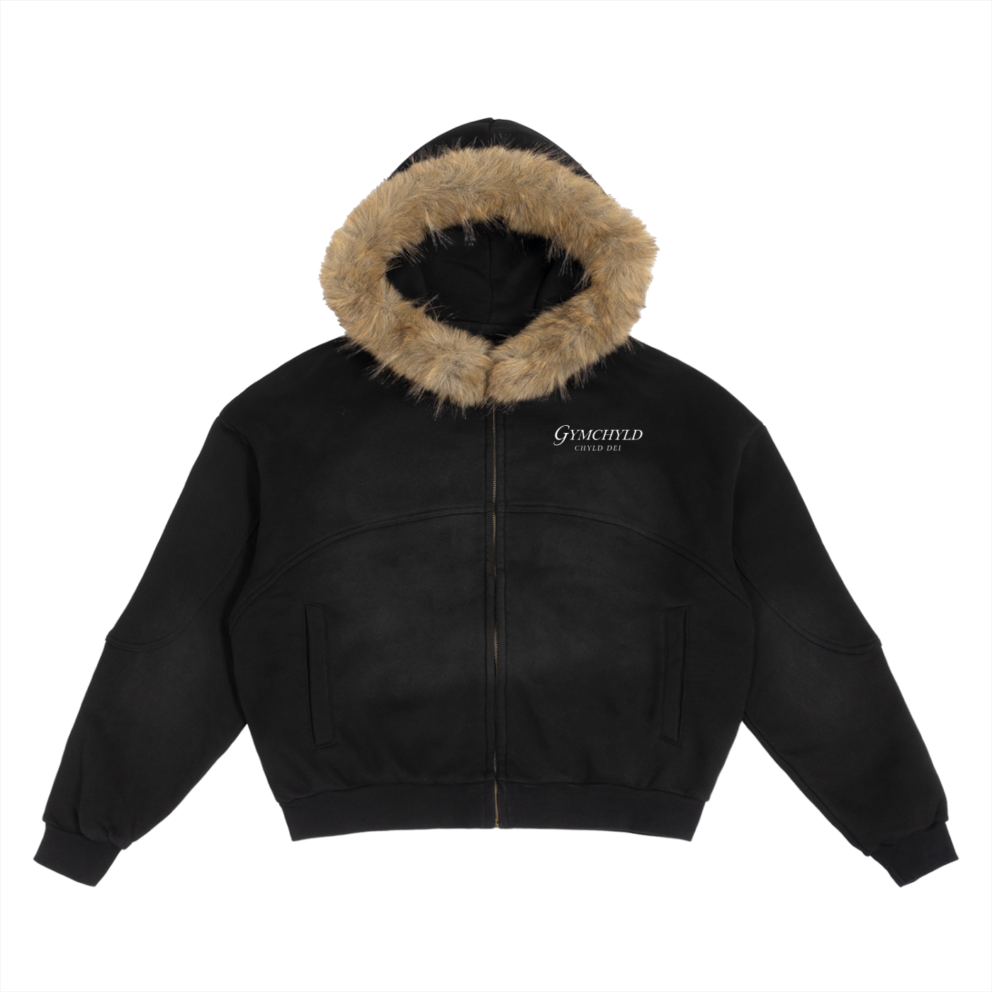 Signature Sun Fade Boxy Detachable Fur Hoodie