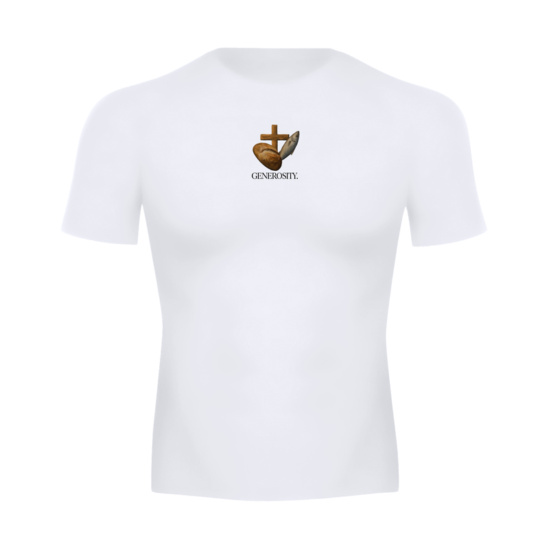 GENEROSITY Short Sleeve White Compression Shirt