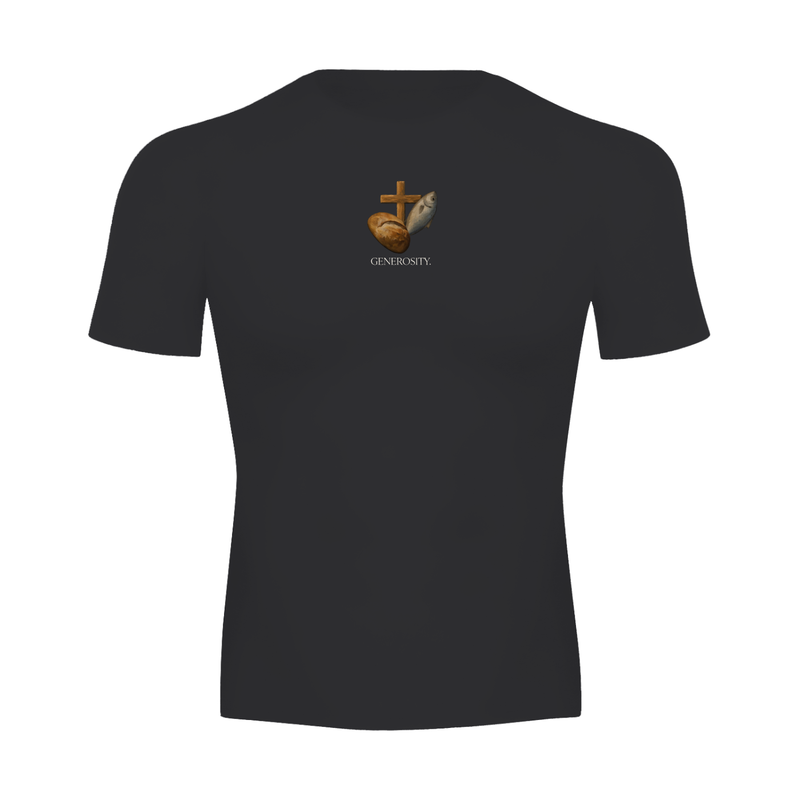 GENEROSITY Short Sleeve Black Compression Shirt
