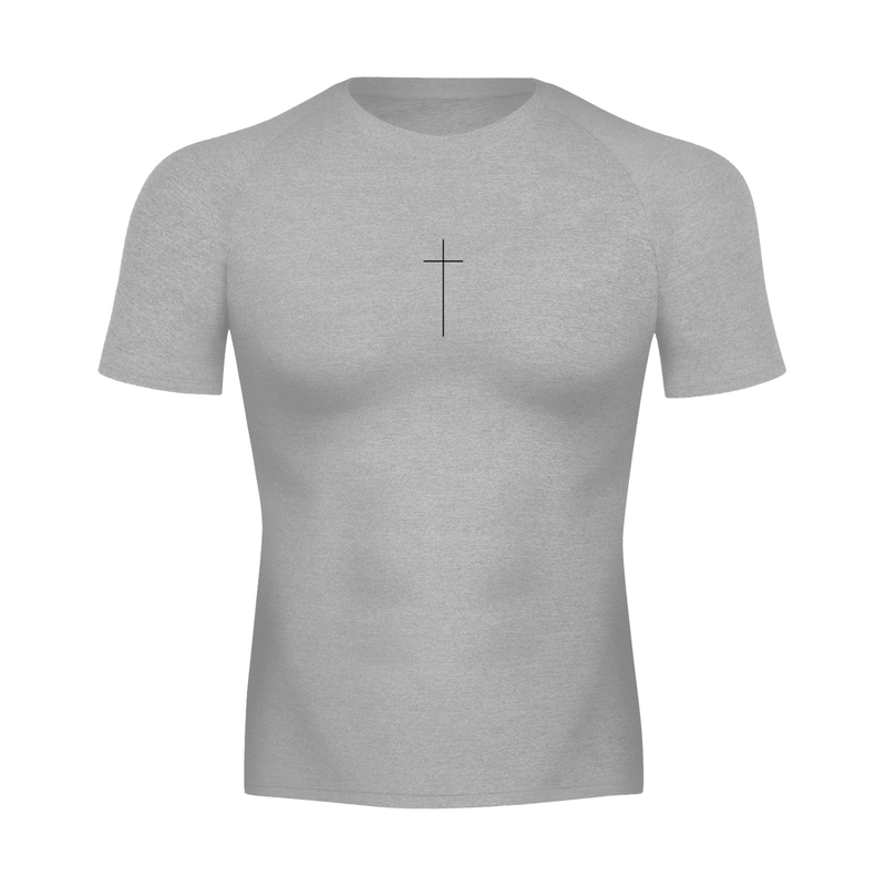 Simple Faith Short Sleeve White /Gray Compression Shirt