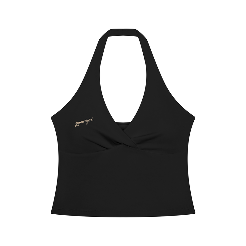 gymchyld. Ruched Halter Yoga Tank Top